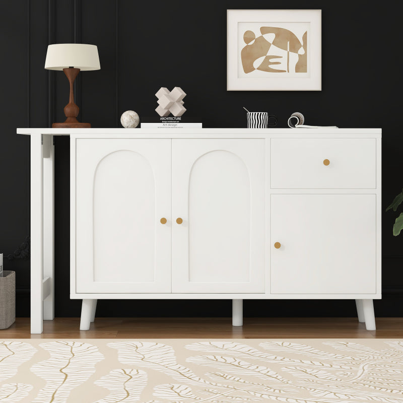 Multifunktionaler 2 in 1 Schreibtisch und Sideboard – 360° drehbar, 3 Türen 1 Schublade, Eckschreibtisch, Frisiertisch, Schreibtisch,Sideboard