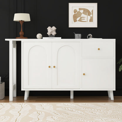 Multifunktionaler 2 in 1 Schreibtisch und Sideboard – 360° drehbar, 3 Türen 1 Schublade, Eckschreibtisch, Frisiertisch, Schreibtisch,Sideboard