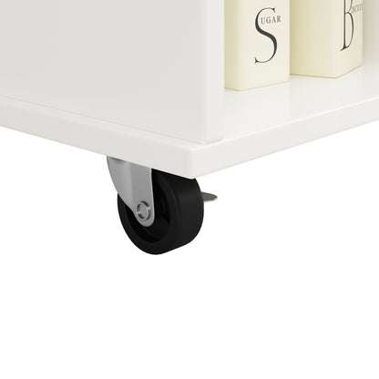 Moderne Kücheninsel (127×46×91,5cm) Küchenschrank Essschrank mit Holzmaserung Esswagen mit multifunktionalem Stauraum und herausnehmbaren Trennwänden, weiß