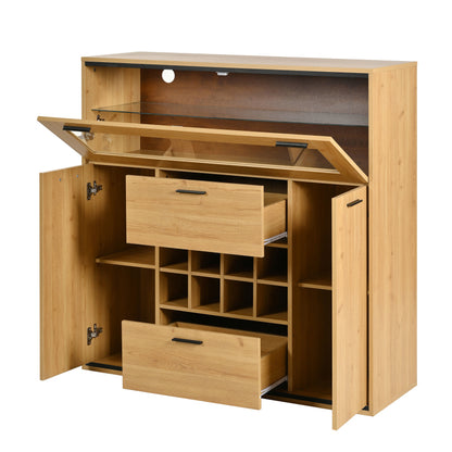 Sideboard, Eleganter Weinschrank mit Doppeltüren, Glasregal und Weinhalterung - Perfekte Aufbewahrung in einem stilvollen Sideboard