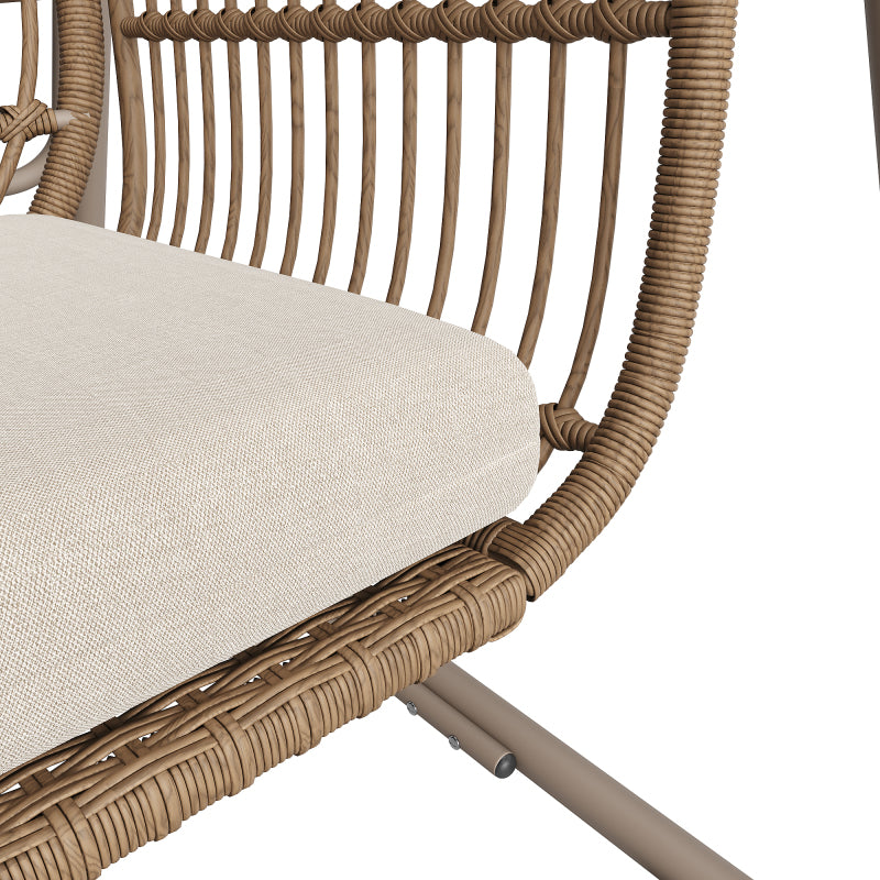 Gartenschaukel, Hollywoodschaukel mit Rückenlehne, Gartenmöbel-Set für den Außenbereich,Doppelschaukel aus PE-Rattan, 2 Sitze, Brauner Sitzrahmen und beiges Kissen