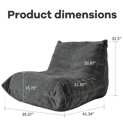 Ergonomischer Sitzsack Sessel mit 5-Zonen-Körperunterstützung, Bean Bag Chair aus Chenille-Stoff, Grau