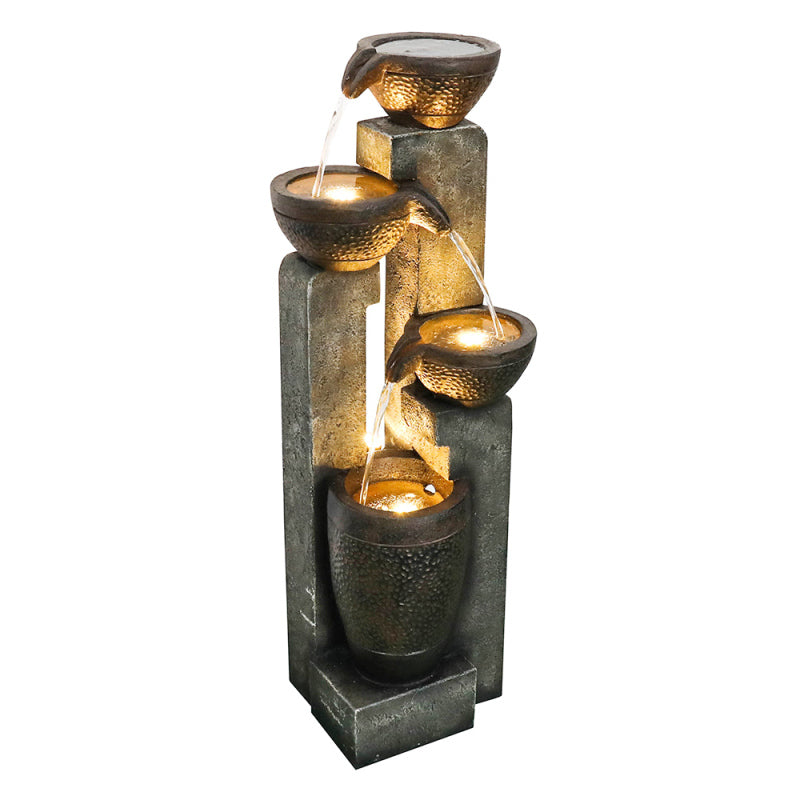 40inches High Pots Outdoor Garden Water Fountain with Warm LED lights