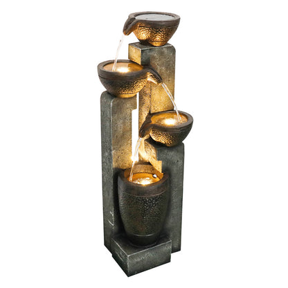 40inches High Pots Outdoor Garden Water Fountain with Warm LED lights