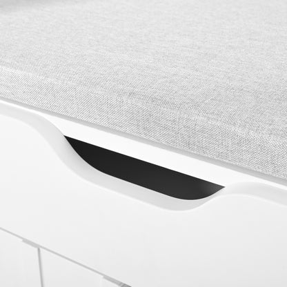 Moderner 3-Türen-Schuhschrank mit Schublade & Sitzpolster, Stilvolle Schuhbänke für Flur und Eingangsbereich, Weiß
