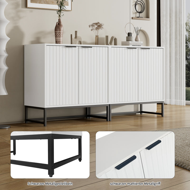 Moderne Sideboard Kommode mit 2 Türen in Vakuum-Formgebung, Standschrank Lagerung Schrank mit Metallgriffen und Rahmenbeinen, geeignet für Wohnzimmer, Flur und Esszimmer