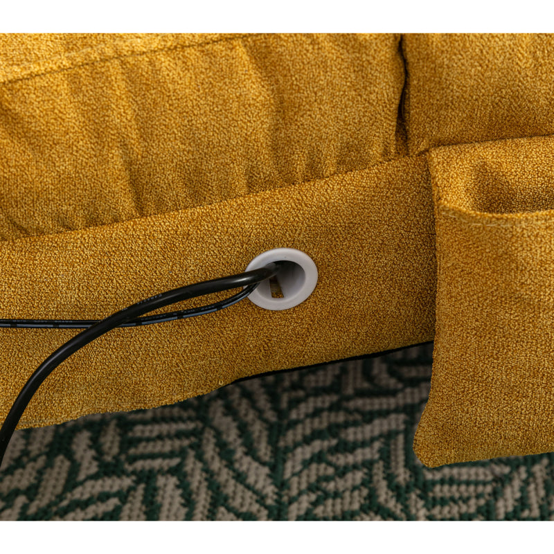Sackleinen Massage Chaise Lounge Indoor mit Fernbedienung, Ergonomische elektrische Massage Long Lounger mit 5 Modi für Büro, Wohnzimmer, Schlafzimmer (Senfgelb)