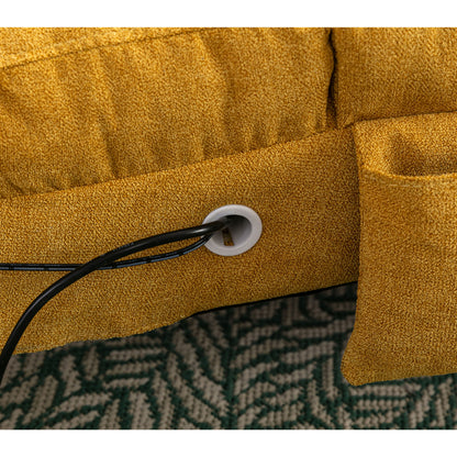 Sackleinen Massage Chaise Lounge Indoor mit Fernbedienung, Ergonomische elektrische Massage Long Lounger mit 5 Modi für Büro, Wohnzimmer, Schlafzimmer (Senfgelb)