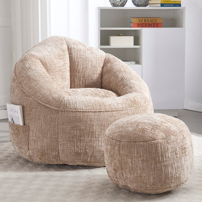 Sitzsack Sofa Stuhl für Erwachsene mit Fußstütze, Khaki