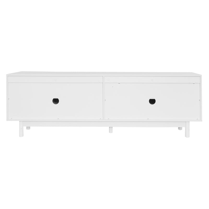 Moderner weiß TV-Schrank – 175 x 38 x 56 cm, verstellbare Einlegeplatten, Leichte Lowboard-TV-Möbel im Luxusstil