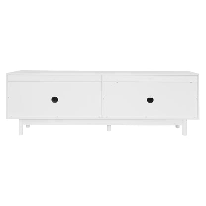 Moderner weiß TV-Schrank – 175 x 38 x 56 cm, verstellbare Einlegeplatten, Leichte Lowboard-TV-Möbel im Luxusstil