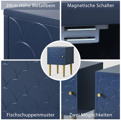 Nachttisch,Nachtschrank Beistelltisch,Marineblau, Sofatisch passend zu jedem Bett & Schlafzimmer - H50/B35/T35 cm