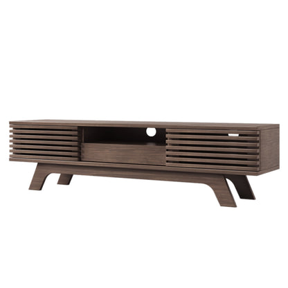 TV-Schrank mit einer Schublade und zwei Türen, TV-Möbel, TV-Panel, TV-Lowboard, TV-Schrank. Einzigartiges Design, Vintage-Holzfarbe.