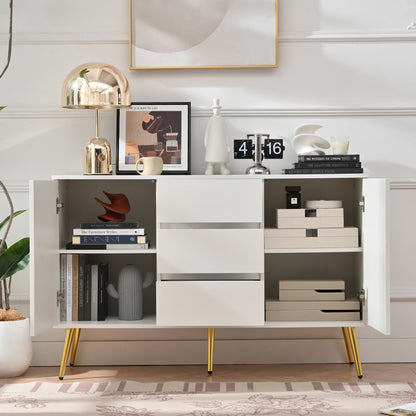 Kommode mit 3 Schubladen und 2 Türen, Kommodenschrank, für Schlafzimmer und Wohnzimmer, mit verstellbaren Regalen und Kippschutz, 120 x 40 x 78 cm, Weiß