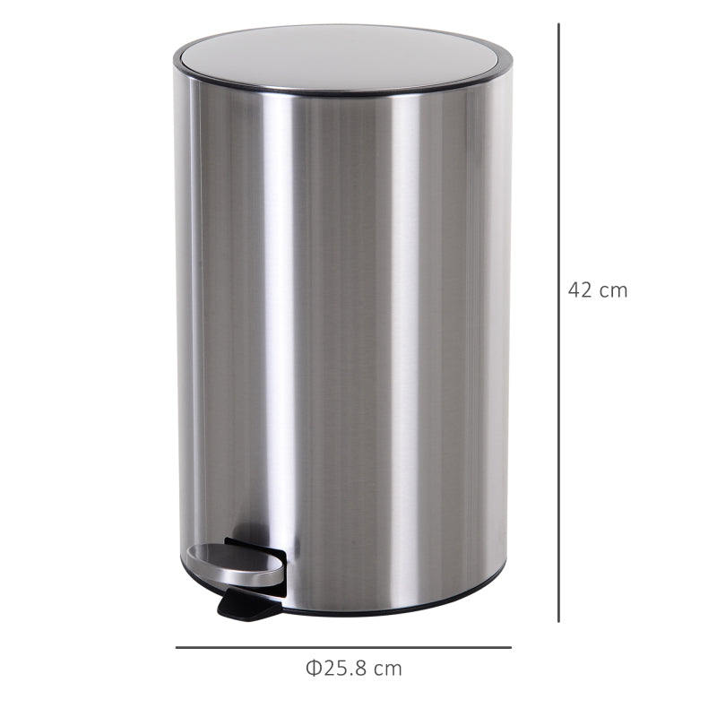 Mülleimer Abfalleimer Treteimer mit Inneneimer 12 L Soft Schließen Edelstahl PP Ø25,8 x H42 cm