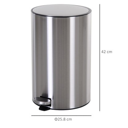Mülleimer Abfalleimer Treteimer mit Inneneimer 12 L Soft Schließen Edelstahl PP Ø25,8 x H42 cm