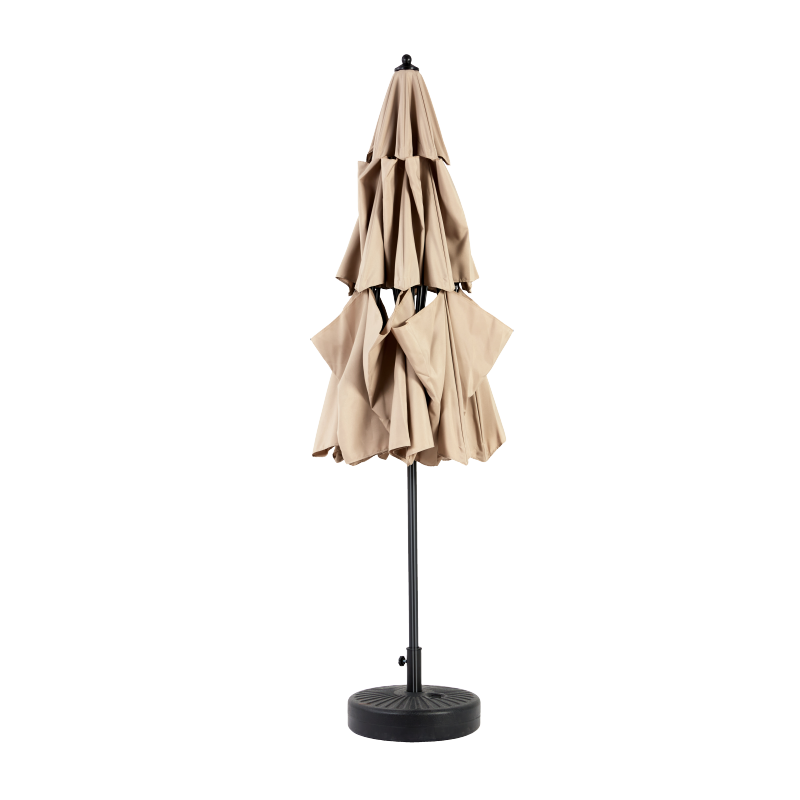 14.8 Ft Double Sided Outdoor Umbrella Rectangular Large with Crank(khaki)(No Base)