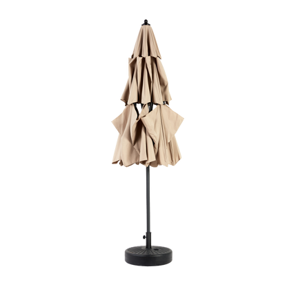 14.8 Ft Double Sided Outdoor Umbrella Rectangular Large with Crank(khaki)(No Base)