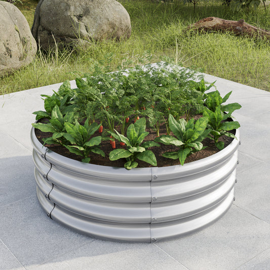 Verzinkt erhöhte Gartenbett, Pflanzer erhöhte Gartenbetten im Freien, Runde Freiheit erhöhte Gartenbetten für Gartenbau Gemüse, Früchte, Blumen, Silber