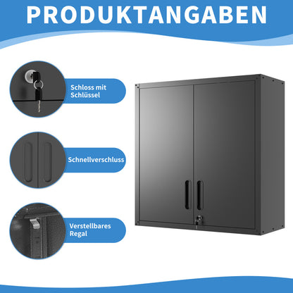 Metall-Wandschrank mit Türverschluss & Ablage - Robust, Umweltfreundlich, Ideal für Garage, Werkstatt & Büro - Ohne Holz, Kein Formaldehyd, Haustier- & Familiegeeignet, H77 cm × B75 cm × T30 cm