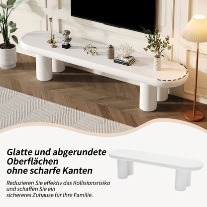 Weißer 160 x 40 x 40 cm großer TV-Schrank, moderner TV-Tisch im minimalistischen Stil mit 4 stabilen Stützbeinen, geeignet für Fernseher bis zu 65 Zoll