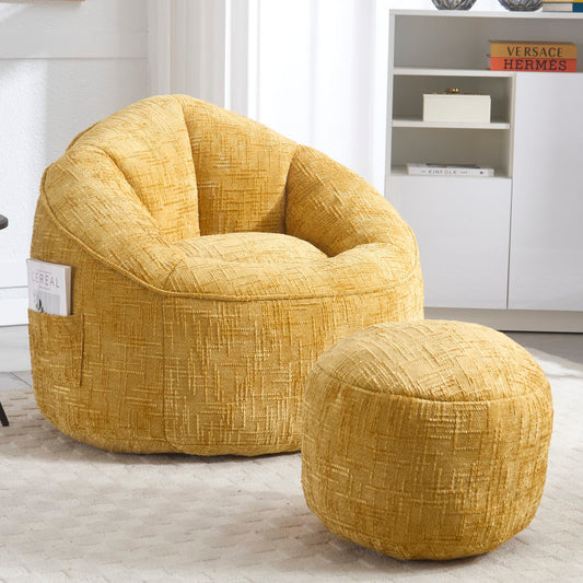 Sitzsack Sofa Stuhl für Erwachsene mit Fußstütze, Gelb