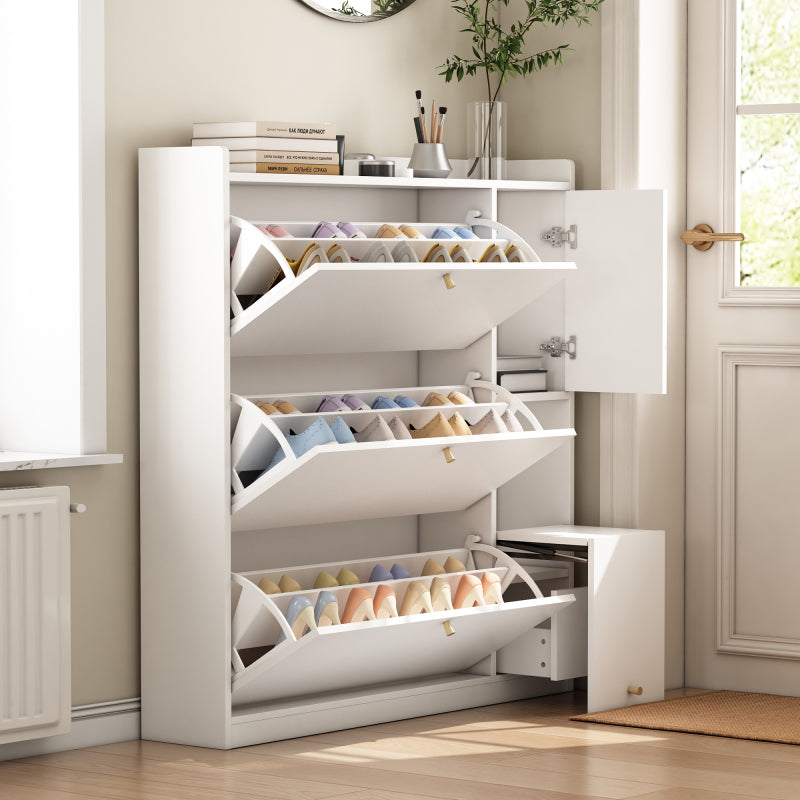Schuhkipper Schmal mit 3 Klappen, Schuhschrank, Schuhschrank  Schuhkommode für Flur Wohnzimmer ,Schwarz