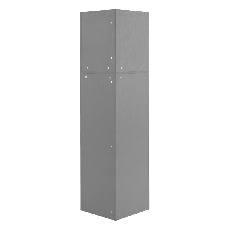 Badschrank, Badmöbel, Eckschrank mit zwei Ablagefächern, offenes Fach mit verstellbarem Einlegeboden, 36.5x 36.5 x 155 cm, hellgrau
