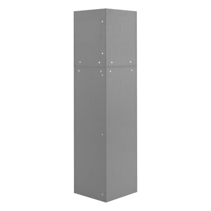 Badschrank, Badmöbel, Eckschrank mit zwei Ablagefächern, offenes Fach mit verstellbarem Einlegeboden, 36.5x 36.5 x 155 cm, hellgrau