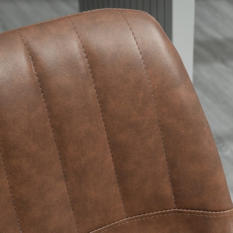 2er Set Barhocker, Höhenverstellbare Tresenhocker, Kunstleder Bistrohocker mit Fußring, Braun