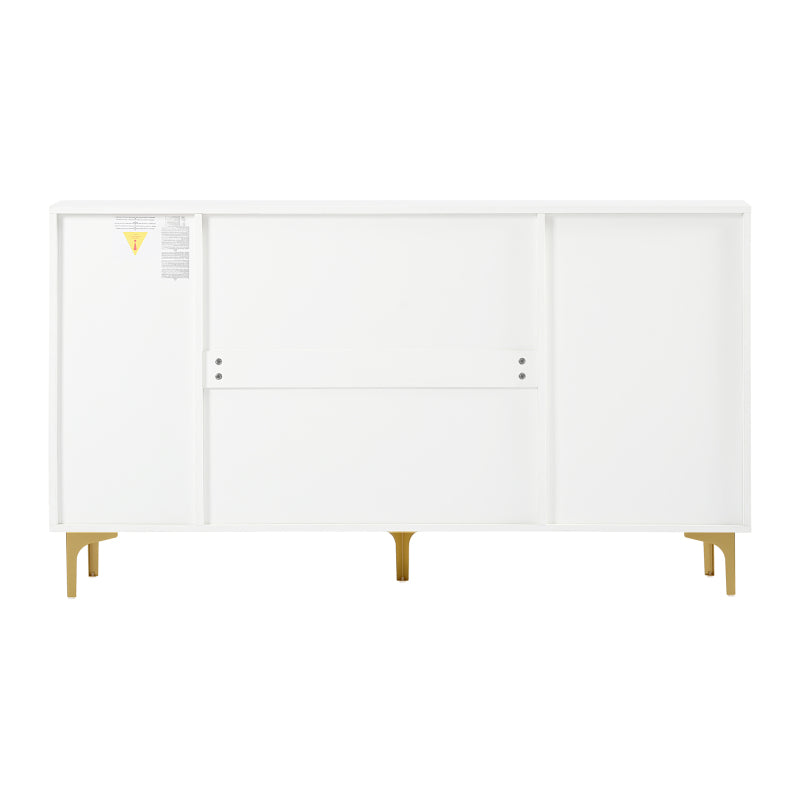 Elegantes 4-Tür Sideboard, Modernes Design, Grifflos, Viel Stauraum, Weiß