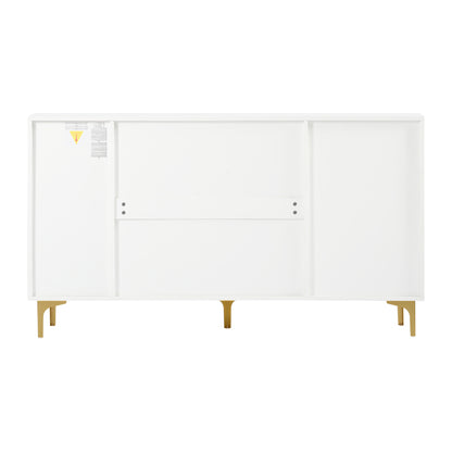 Elegantes 4-Tür Sideboard, Modernes Design, Grifflos, Viel Stauraum, Weiß