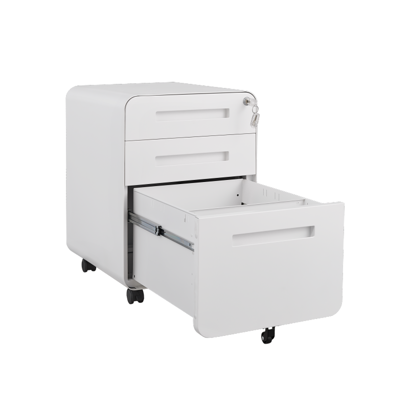 3 Drawer Mobile File Cabinet Under Desk Office,Simple Style Versatile Storage Cabinet for Legal/Letter/A4 Files, 5 Wheel Design Anti-Tilting Cold Rolled Steel Waterproof Moisture-Proof White