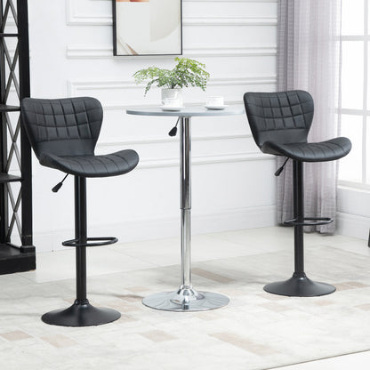Barstuhl 2er-Set Retrodesign Höhenverstellbar 360° drehbar schwarzes Leder für Homeoffice