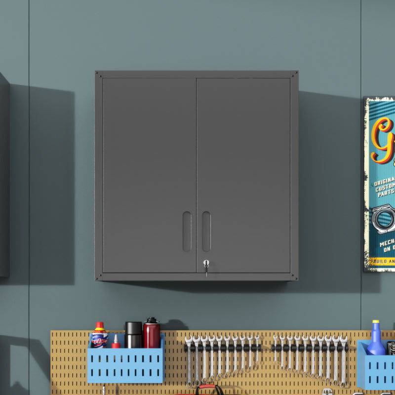 Metall-Wandschrank mit Türverschluss & Ablage - Robust, Umweltfreundlich, Ideal für Garage, Werkstatt & Büro - Ohne Holz, Kein Formaldehyd, Haustier- & Familiegeeignet, H77 cm × B75 cm × T30 cm