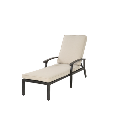 Lounge Patio Chair with Cotton Cushion, Adjustable Reclining Rust-Resistant Aluminum  Poolside Chaise Lounge Furniture, Waterproof Beige Cushion (1pc)