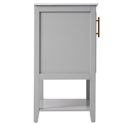 Badmöbel Einzelwaschtisch,Waschtischunterschrank 60 cm mit Keramikwaschbecken,mit Ablage,hellgrau