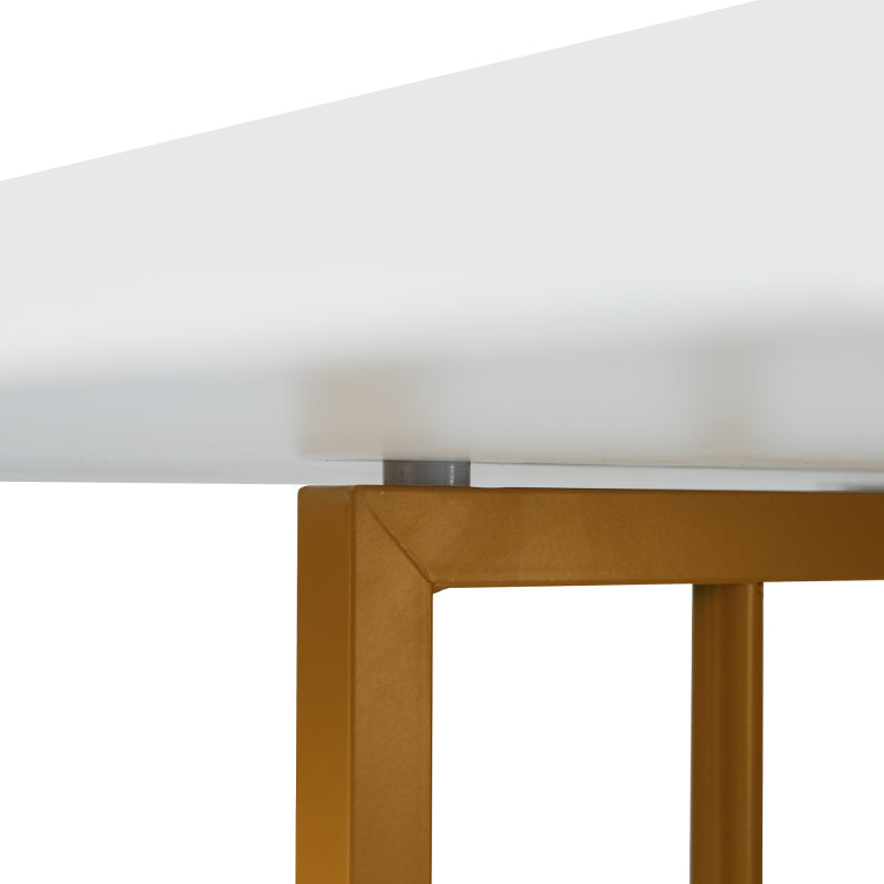 Essgruppe, (Set mit Esstisch, 6 Stühlen), Weiß und Gold