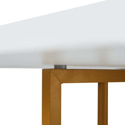 Essgruppe, (Set mit Esstisch, 6 Stühlen), Weiß und Gold