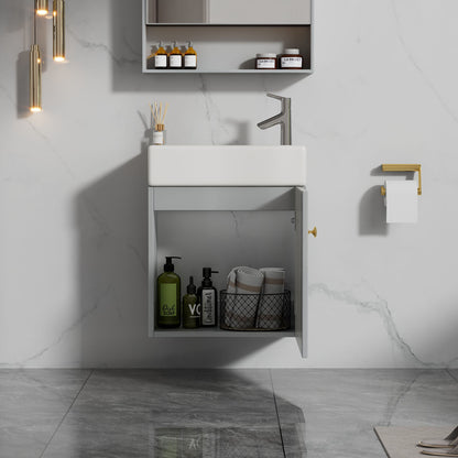 Badezimmermöbel Waschbecken mit Waschtischunterschrank 55 cm , Waschtischunterschrank hängend weiß , Kleine Gästebadmöbel