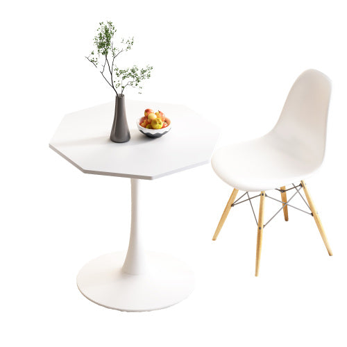 31.50"Modern Octagonal Coffee Table with MDF Table Top,Metal Base, for Dining Room, Kitchen, Living Room,White