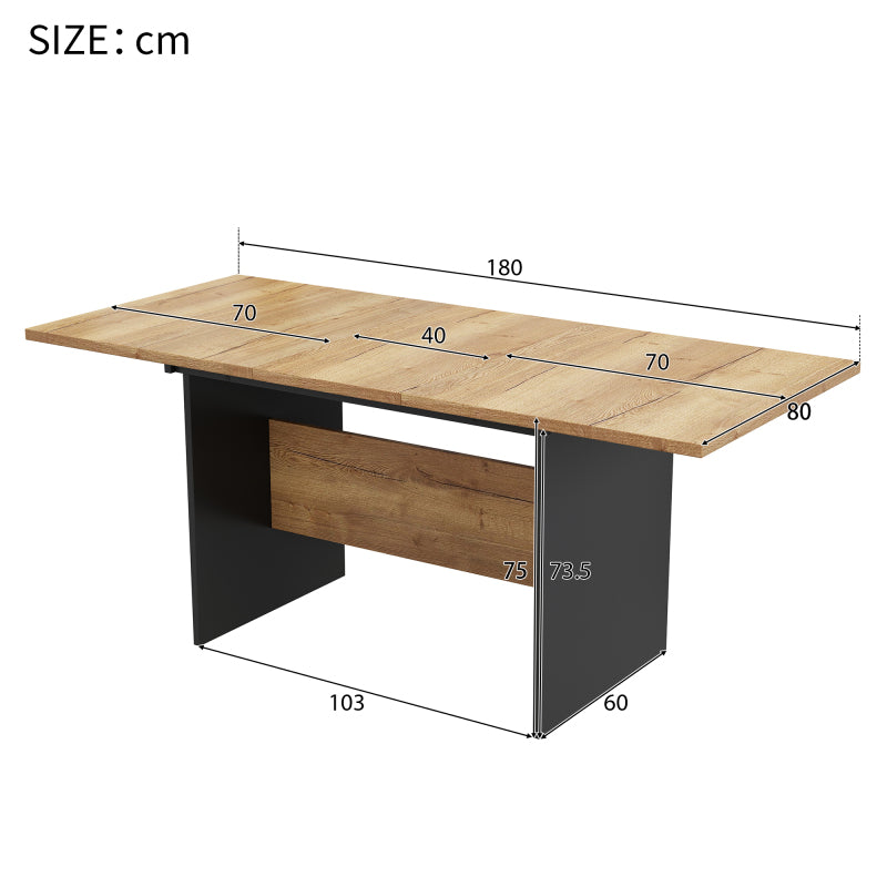 Erweiterbarer Esstisch 140/180*80cm, Holzmaserung Rechteckiger Esstisch