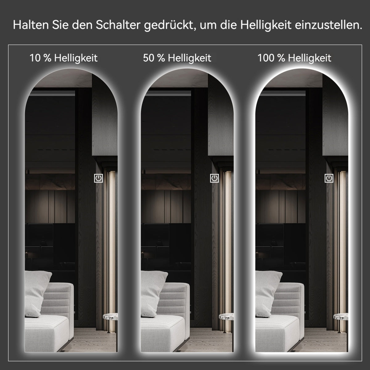 LED Spiegel 165x50 cm, Wandspiegel Randlos, Dimmbar (Warm-/Kaltweiß), Ganzkörperspiegel mit Beleuchtung