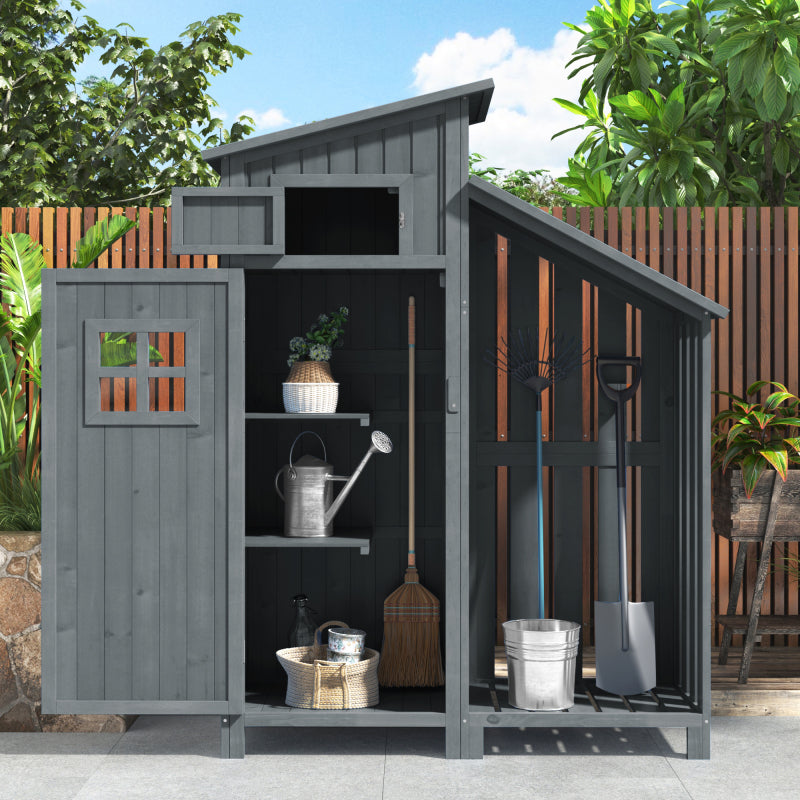 Gerätehaus Gartenschrank Geräteschuppen Geräteschrank, BxT: 124x46 cm,BxTxH:124x46x174cm, auch für kleine Gärten geeignet,Grau, (Holzhütte, 1 St., Gartenhaus)