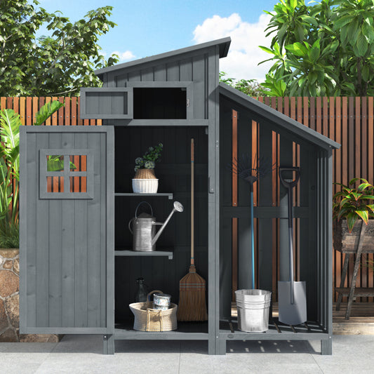 Gerätehaus Gartenschrank Geräteschuppen Geräteschrank, BxT: 124x46 cm,BxTxH:124x46x174cm, auch für kleine Gärten geeignet,Grau, (Holzhütte, 1 St., Gartenhaus)