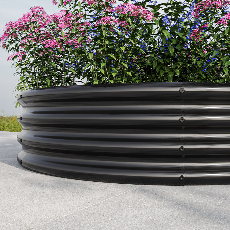 Verzinkt erhöhte Gartenbett, Pflanzer erhöhte Gartenbetten im Freien, Runde Freiheit erhöhte Gartenbetten für Gartenbau Gemüse, Früchte, Blumen, 2Packung