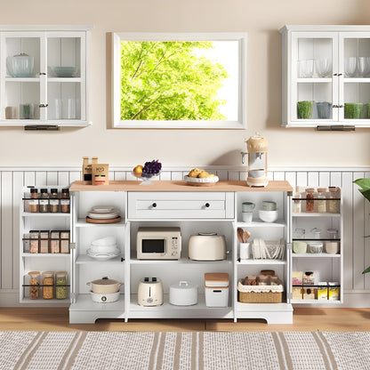 Multifunktionales Küchenbuffet – 138 cm Sideboard mit Schublade, Regaltüren & verstellbaren Einlegeböden – Modernes Design mit Kippschutz, ideal für Küche, Wohnzimmer & Schlafzimmer