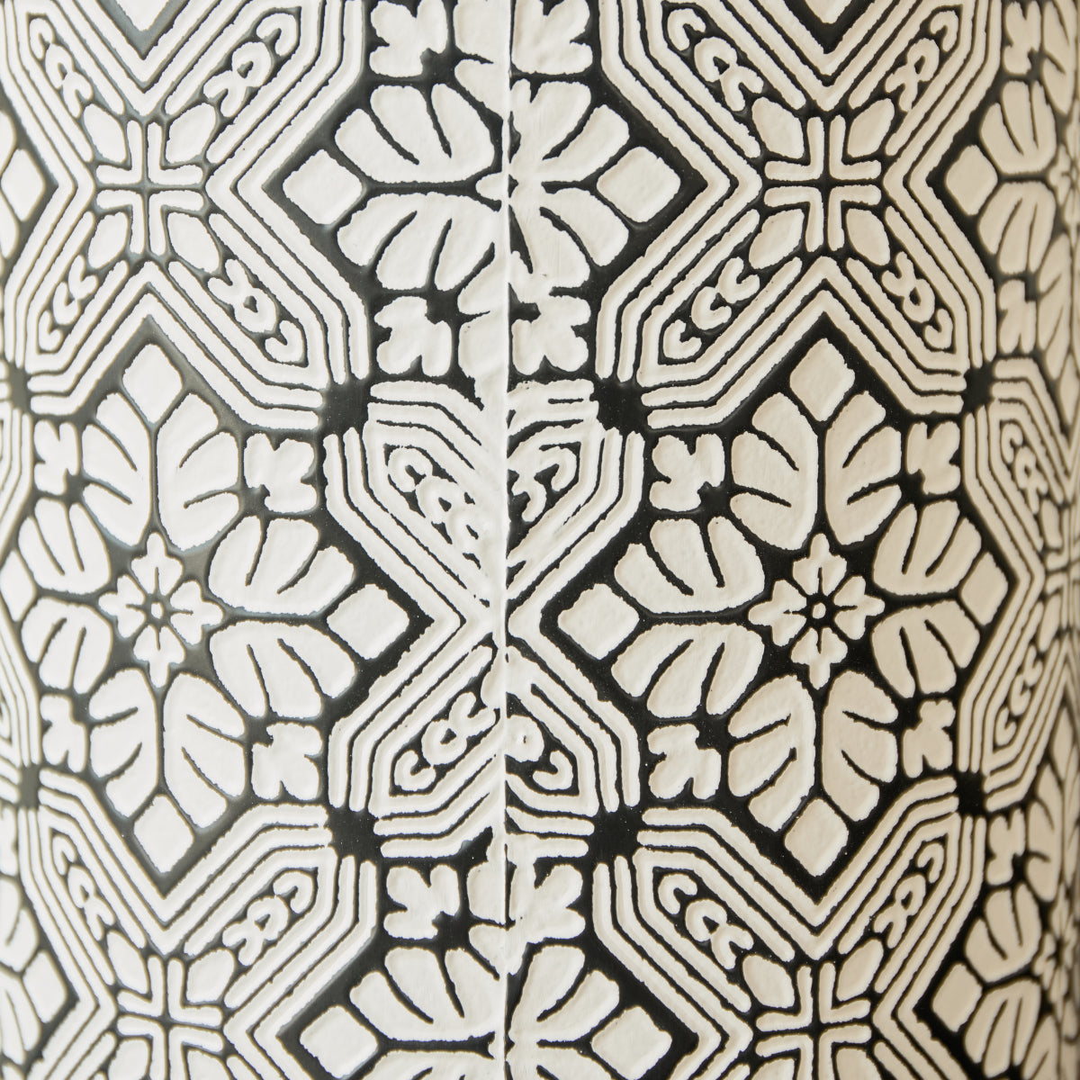 3er Set Bodenvase Metall, Schwarz-Weiß, Retro Stil, 83/65/50 cm hoch