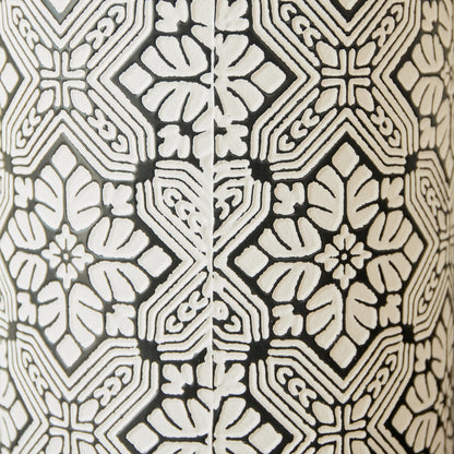 3er Set Bodenvase Metall, Schwarz-Weiß, Retro Stil, 83/65/50 cm hoch