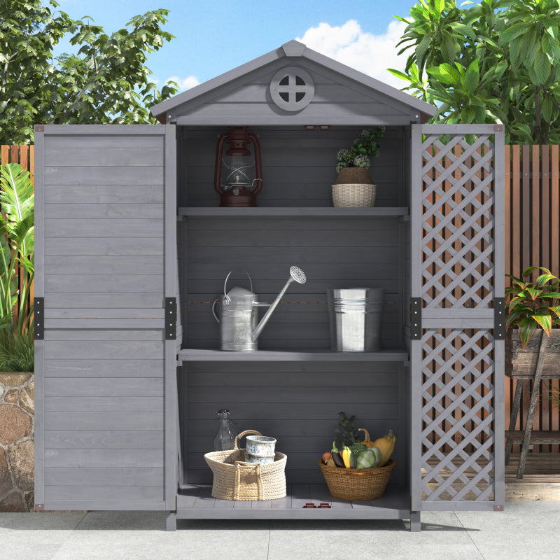 Outdoor Holz Gartenmöbel Aufbewahrungsschuppen, Werkzeughaus für Garten, Terrasse, verblassungsfrei, wetterfest, wartungsfrei, umweltfreundlich, sicher und geschützt, grau